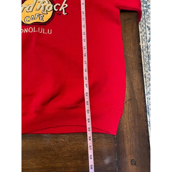 Vintage Hard Rock Cafe Honolulu Embroidery Red Crewneck Sweatshirt Large 90's - Picture 7 of 7